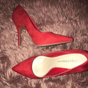 Wild Diva Red Suede Pumps
